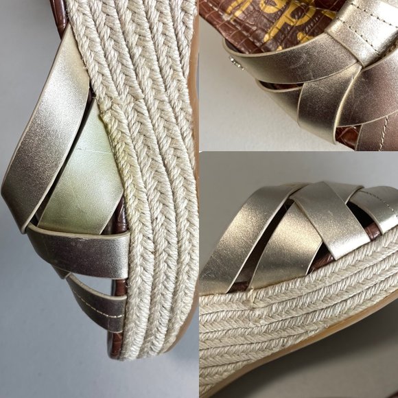 NWOT Sam Edelman Ramona Wedge Sandal - Gold - Picture 4 of 9